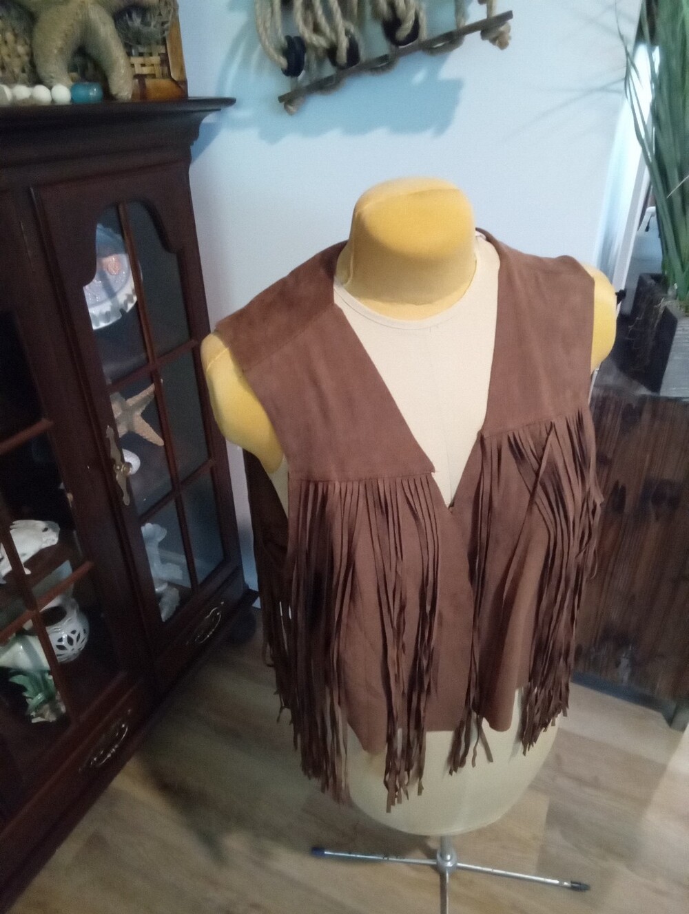 Kontrol Plus Size 3X Brown Fringe Faux Suede Vest - Women’s Boho Layering Piece